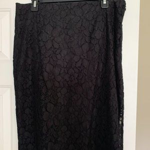 Chaps Mid Length Navy Blue Lace Skirt